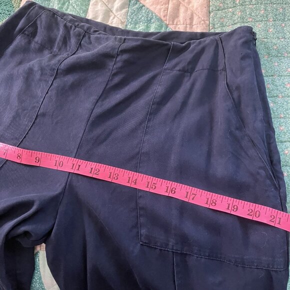 1. State Pants Womens M Navy Blue Wide Leg Cropped Culotte Coastal Boho Nautical - Picture 8 of 9